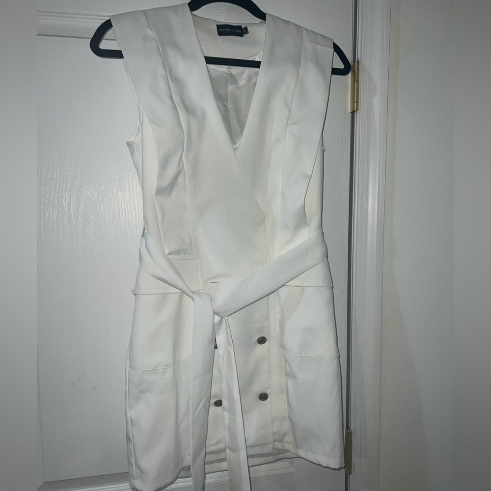 White low cut dress with buttons